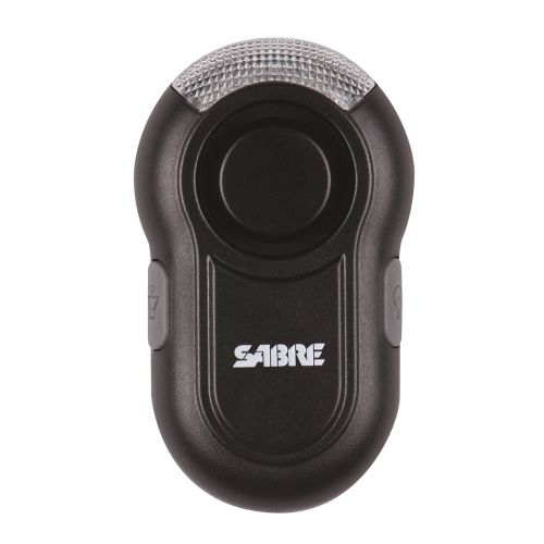 SABRE Personal Alarm Clip, Features, LED Light, 120 dB, Black